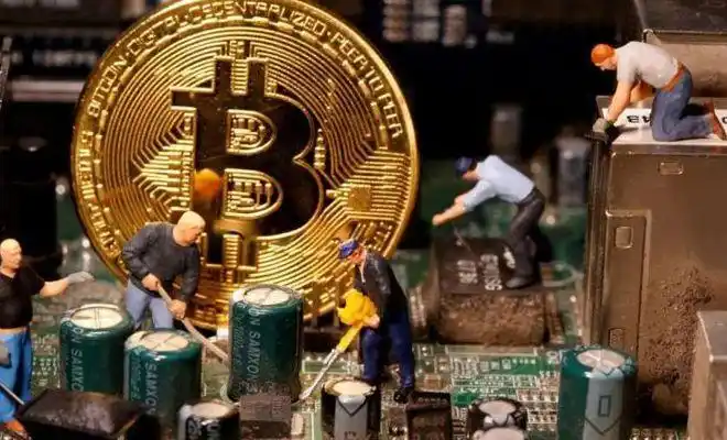 An illustration of a high-efficiency mining rig in action, showcasing its role in tax-free crypto operations